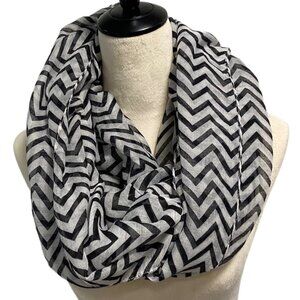 Chic Black and White Herringbone Infinity Scarf - Soft & Semi-Sheer